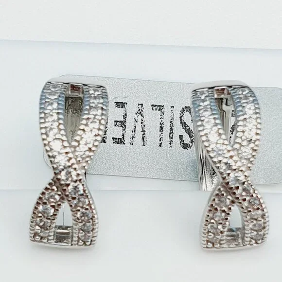 925 Sterling Silver Cubic Zirconia Earrings, UU1P6A6149